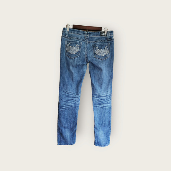 Imperial Star Straight Slim Fit Distressed embellished Girls Jeans Size 7 - Picture 2 of 10